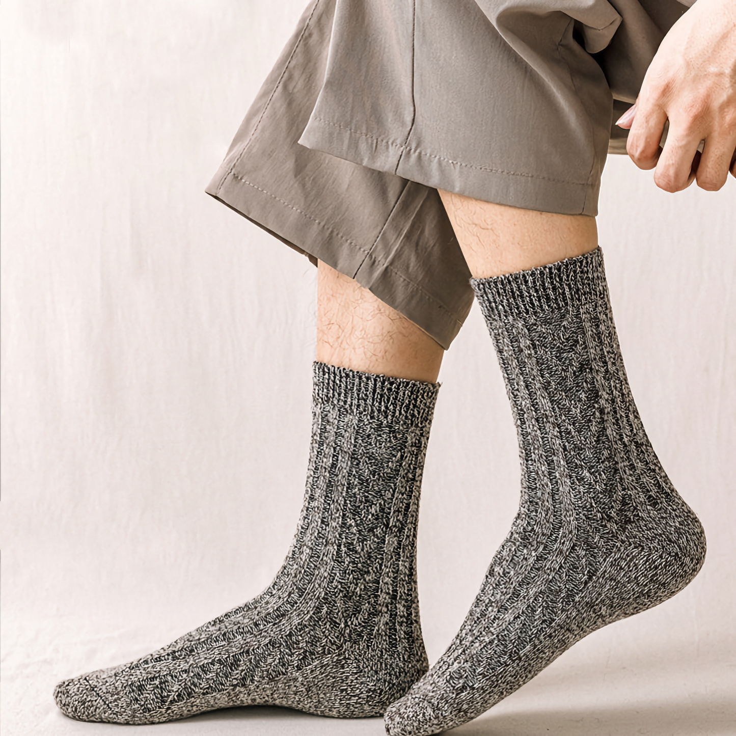 2-Pack Vintage Thick Warm Cotton Socks for Men - Business & Casual