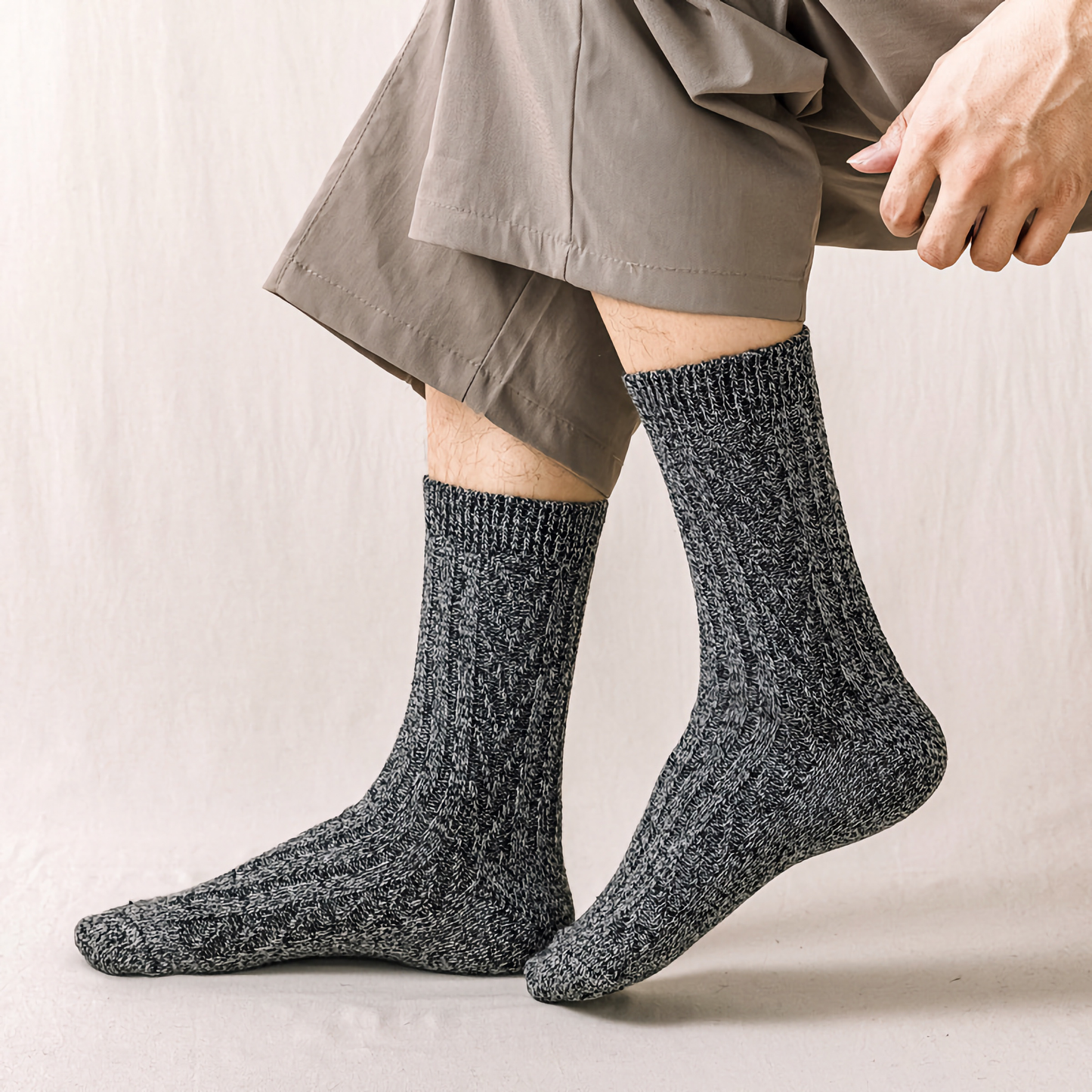 2-Pack Vintage Thick Warm Cotton Socks for Men - Business & Casual