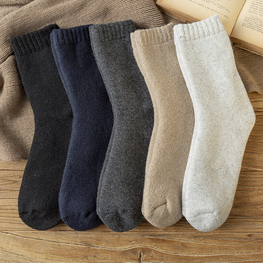 3- Pack Men's Thick Warm Wool Socks - Solid Color, Durable Comfort