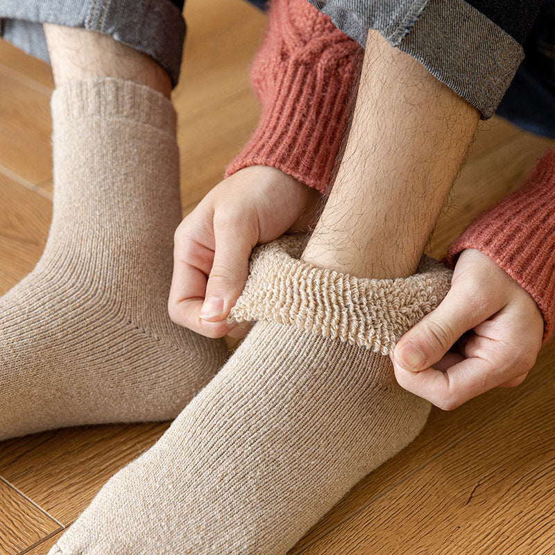 3- Pack Men's Thick Warm Wool Socks - Solid Color, Durable Comfort