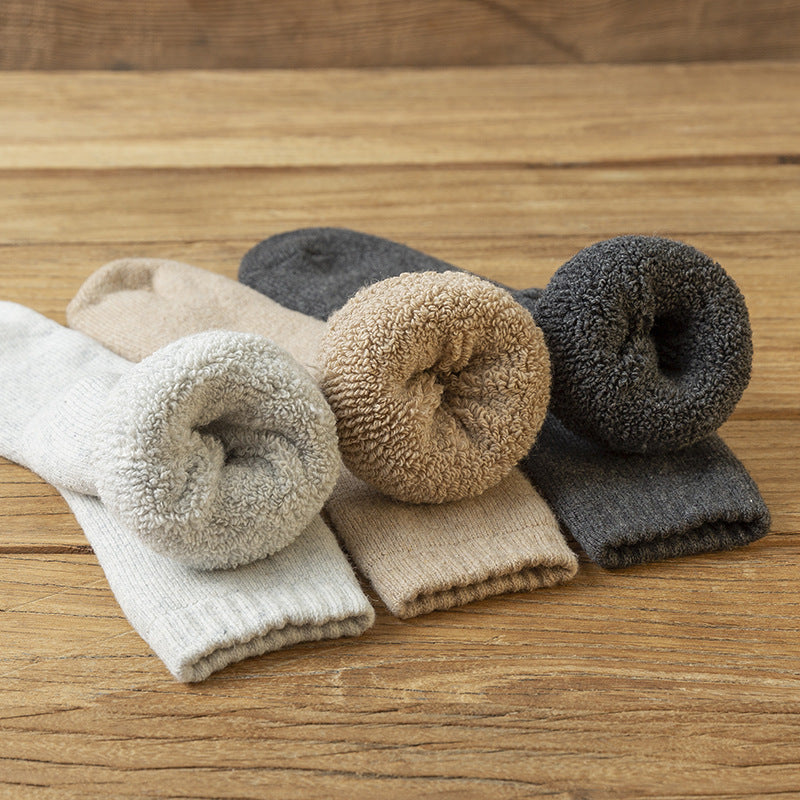3- Pack Men's Thick Warm Wool Socks - Solid Color, Durable Comfort