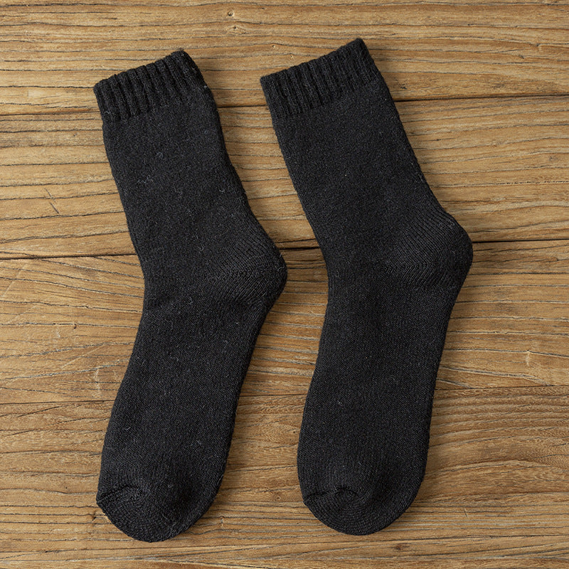 3- Pack Men's Thick Warm Wool Socks - Solid Color, Durable Comfort