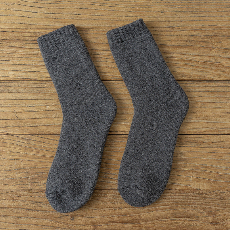 3- Pack Men's Thick Warm Wool Socks - Solid Color, Durable Comfort