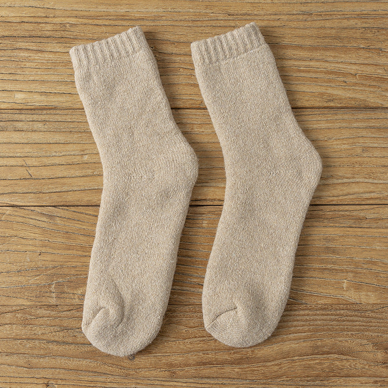 3- Pack Men's Thick Warm Wool Socks - Solid Color, Durable Comfort
