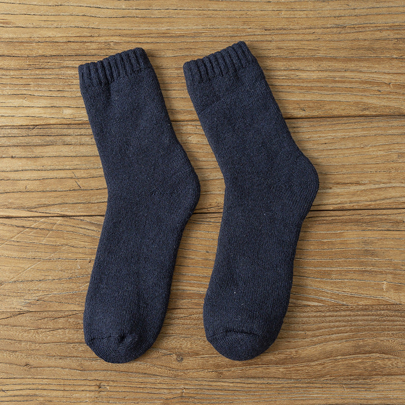 3- Pack Men's Thick Warm Wool Socks - Solid Color, Durable Comfort