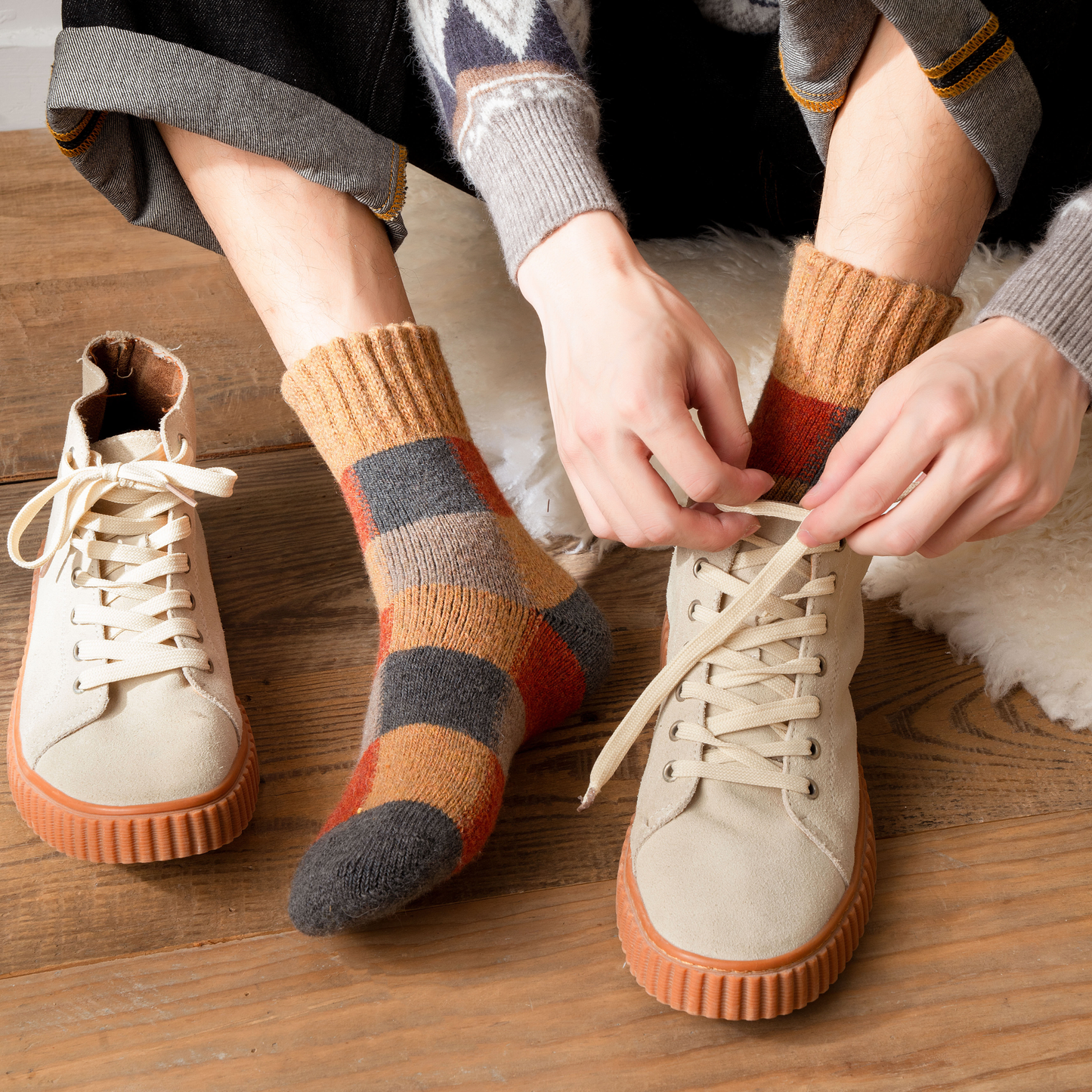 Men's Autumn/Winter Multicolored Thick Wool Warmth Socks