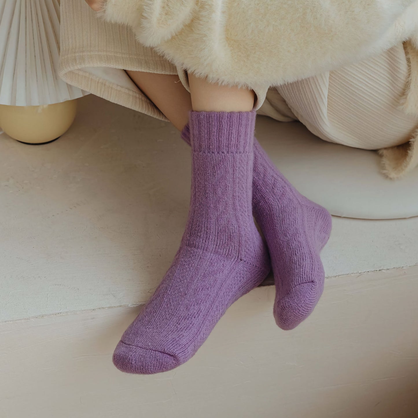 2-Pack Women's Purple Wool Socks for Winter - Thick & Warm