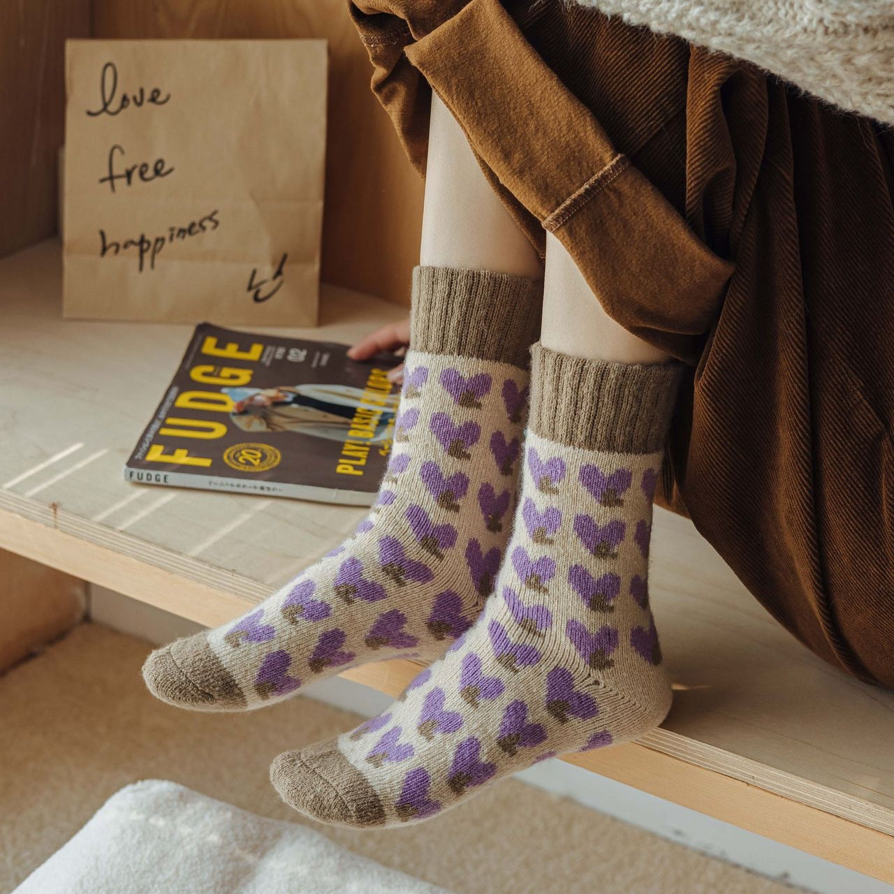 2-Pack Women's Purple Wool Socks for Winter - Thick & Warm