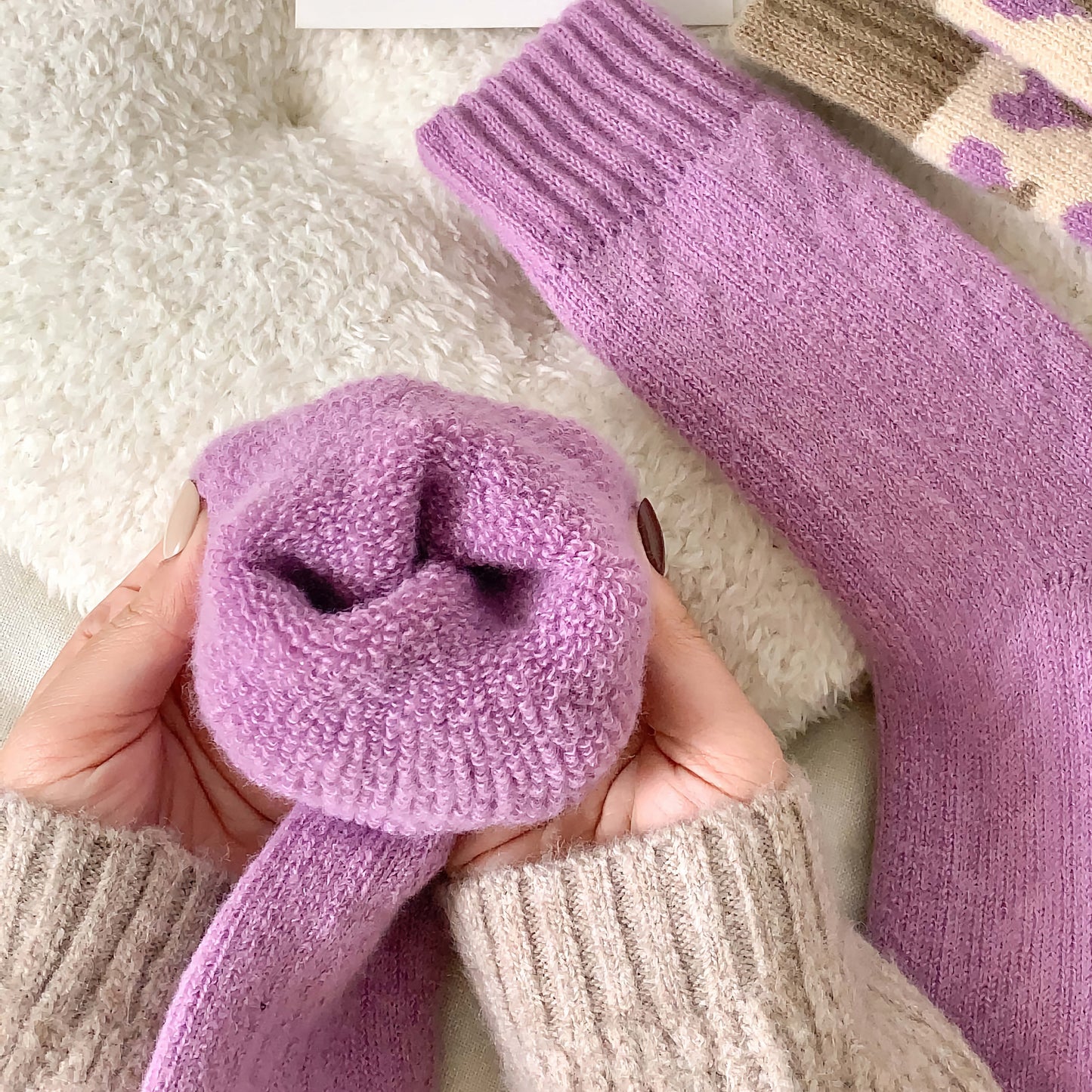 2-Pack Women's Purple Wool Socks for Winter - Thick & Warm