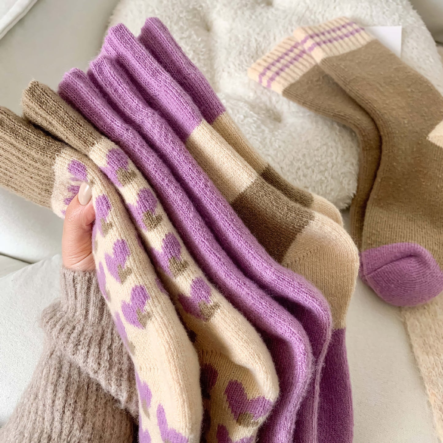 2-Pack Women's Purple Wool Socks for Winter - Thick & Warm