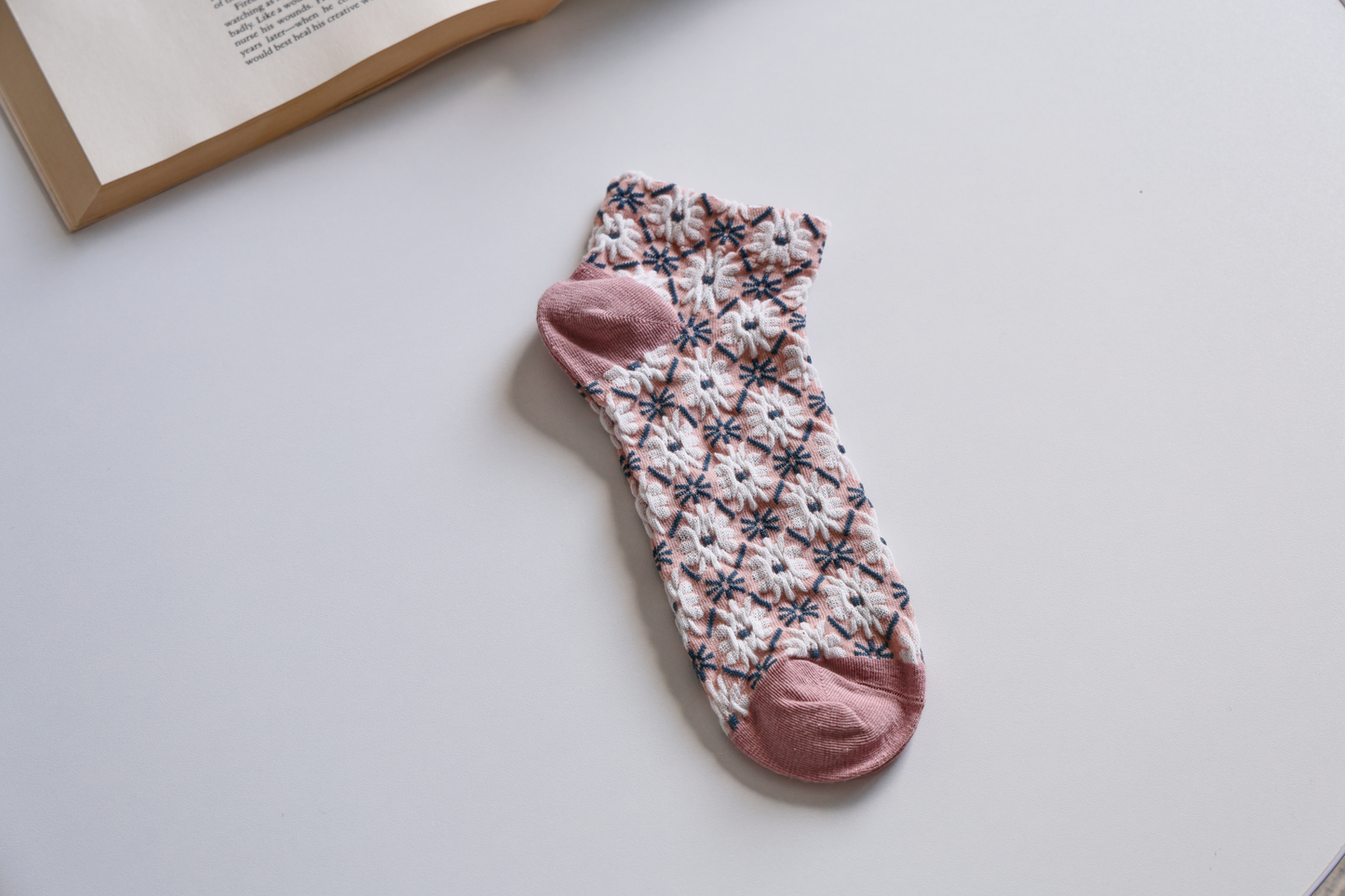 2-Pack Retro Floral Ankle Socks - Knitted Cotton Low Cut Socks