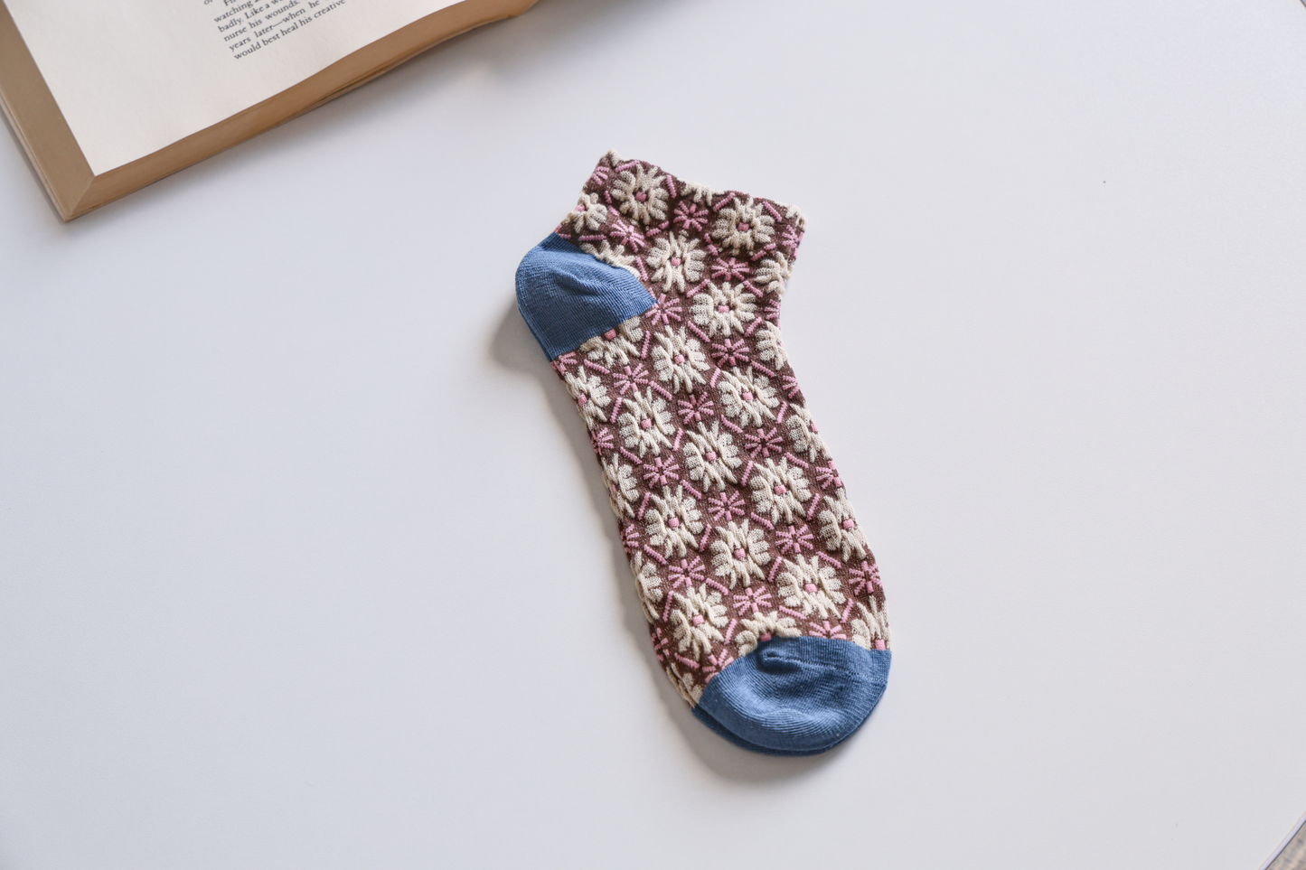 2-Pack Retro Floral Ankle Socks - Knitted Cotton Low Cut Socks