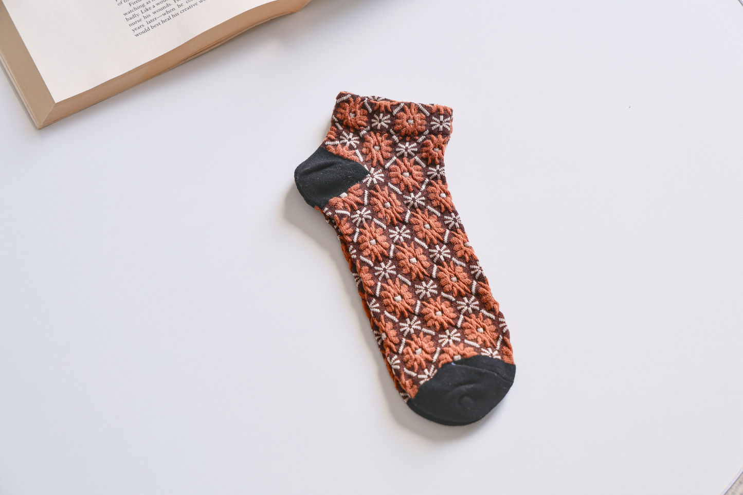 2-Pack Retro Floral Ankle Socks - Knitted Cotton Low Cut Socks