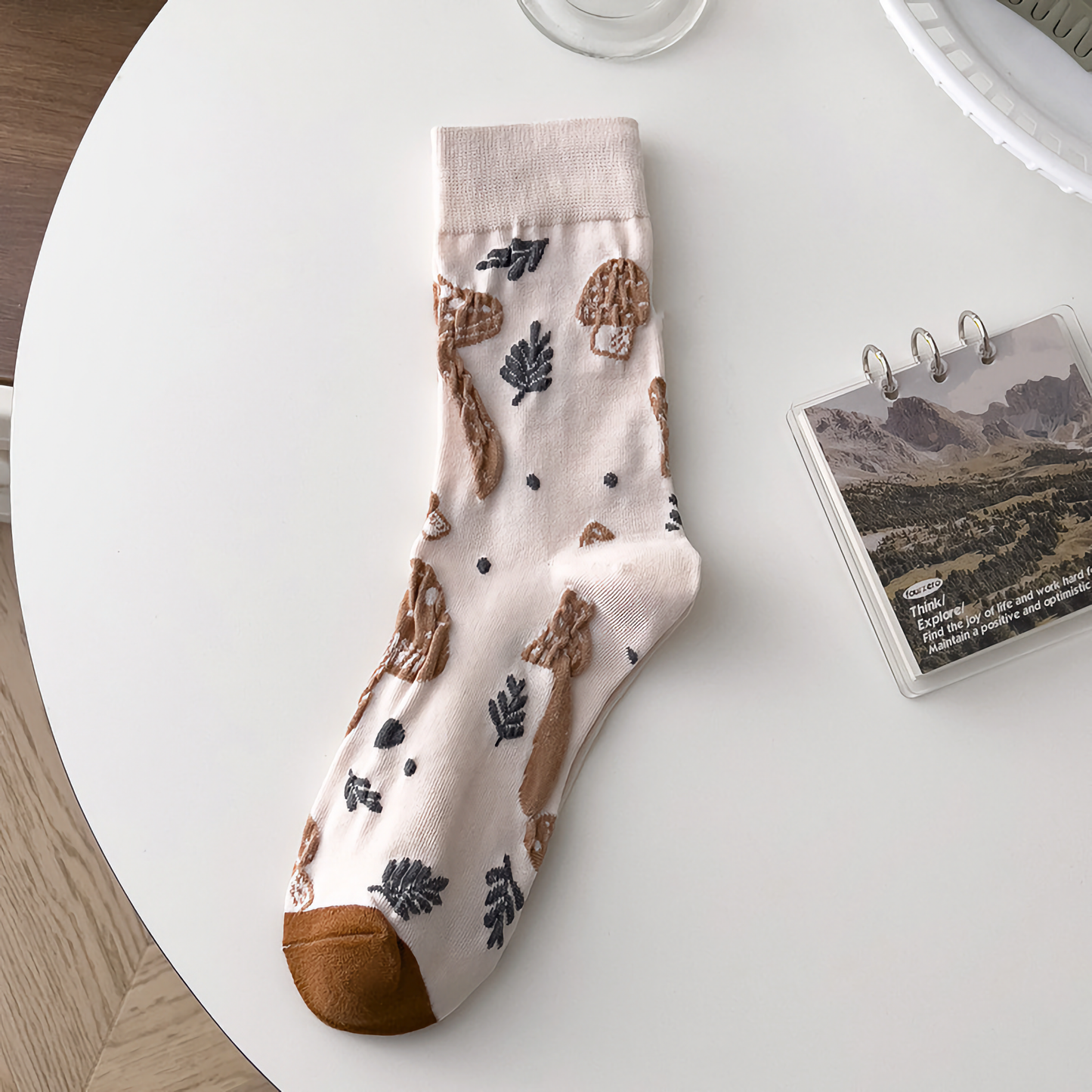 2- Pack Women's Mushroom Retro Socks: Unique British Pattern Design