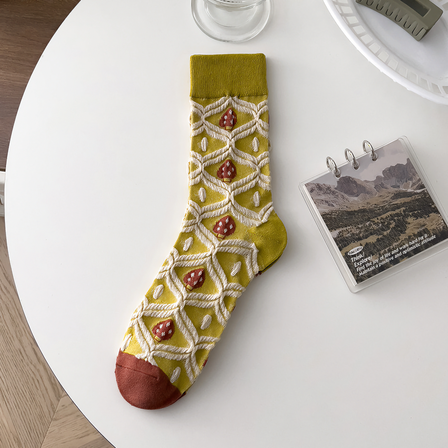 2- Pack Women's Mushroom Retro Socks: Unique British Pattern Design