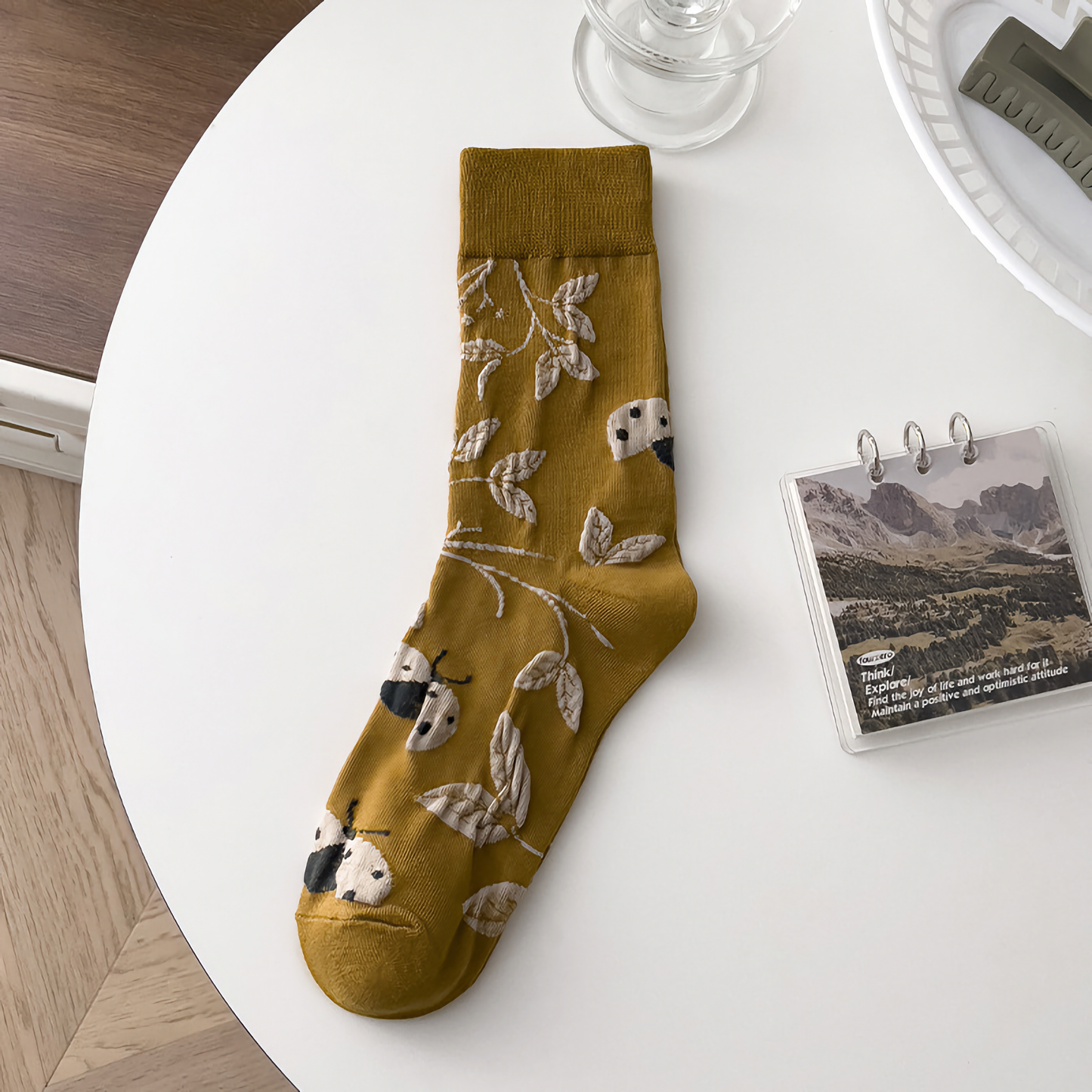 2- Pack Women's Mushroom Retro Socks: Unique British Pattern Design