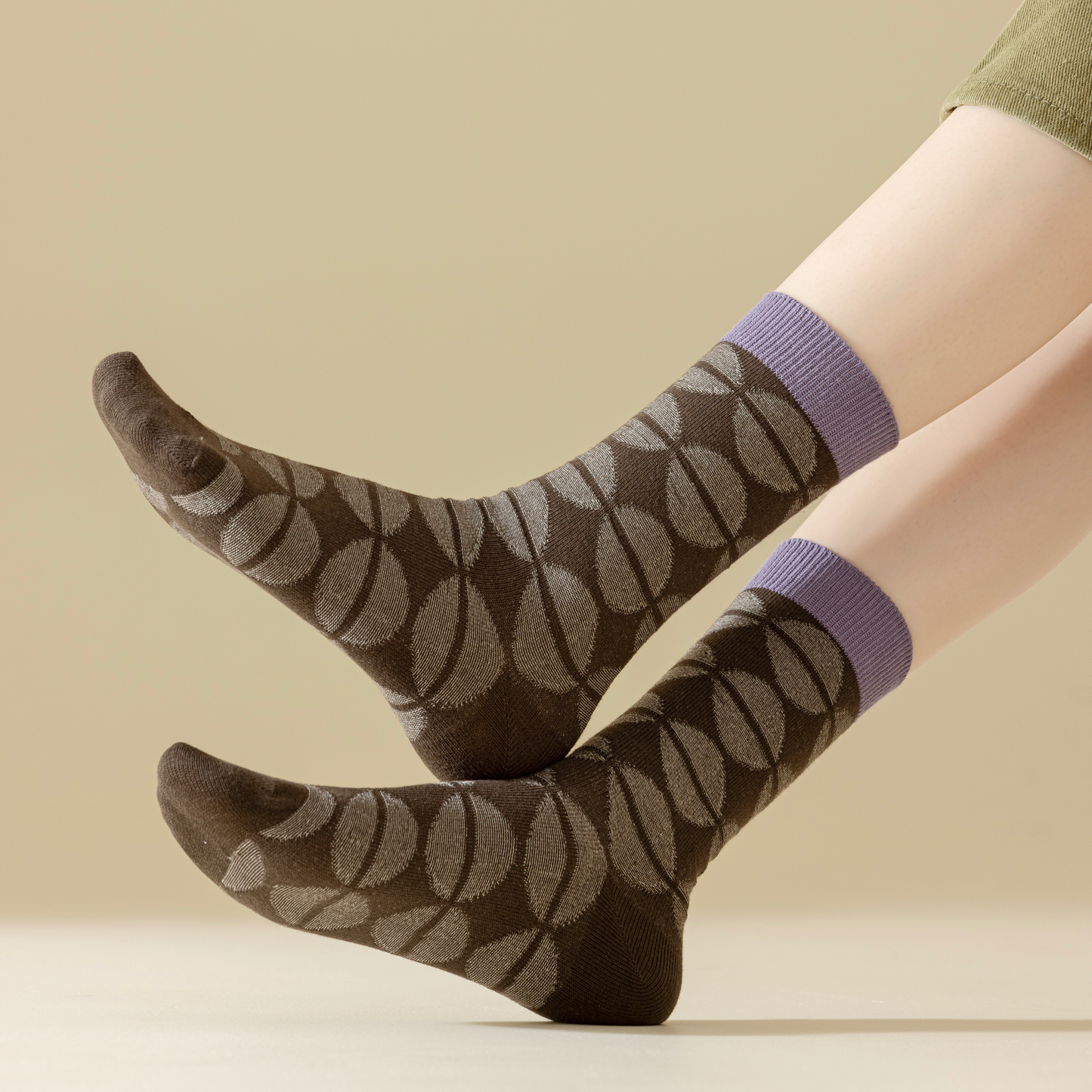 2-Pack Retro Striped Cotton Socks – Purple & Stylish
