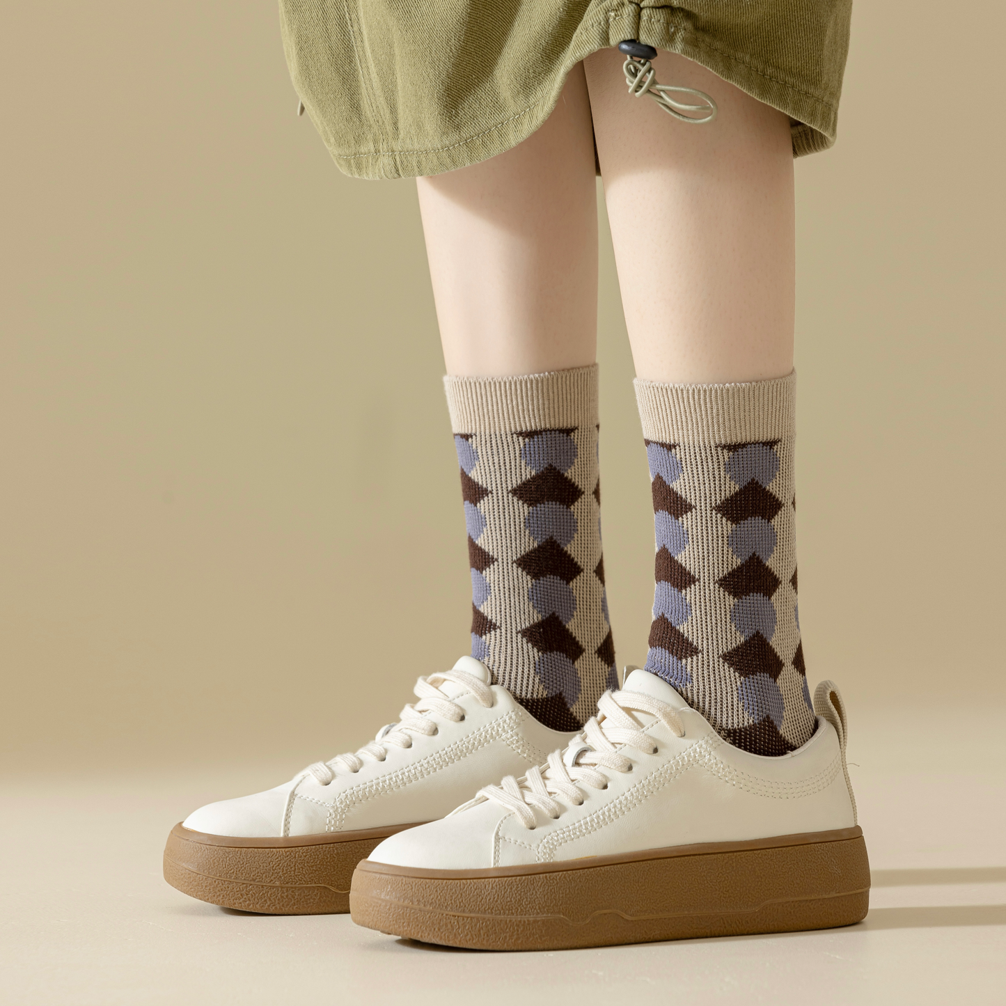 2-Pack Retro Striped Cotton Socks – Purple & Stylish