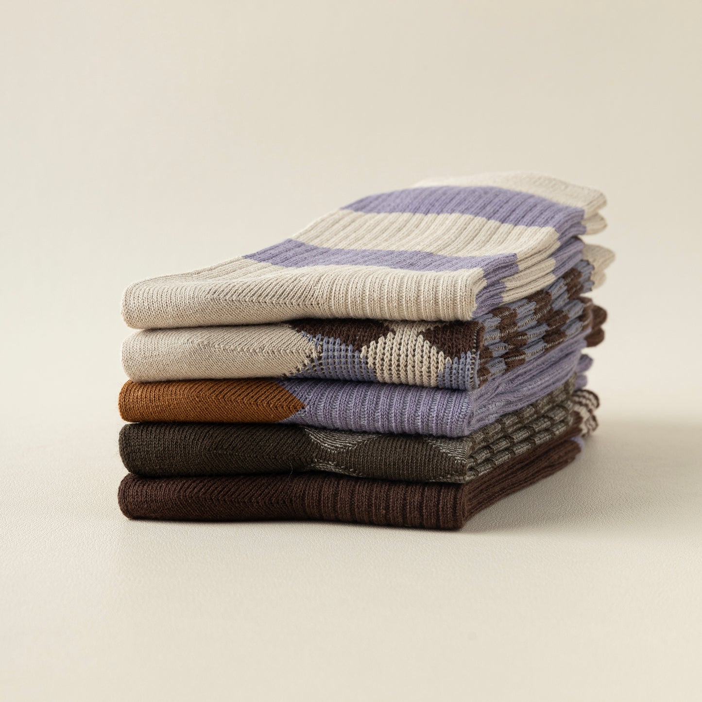 2-Pack Retro Striped Cotton Socks – Purple & Stylish