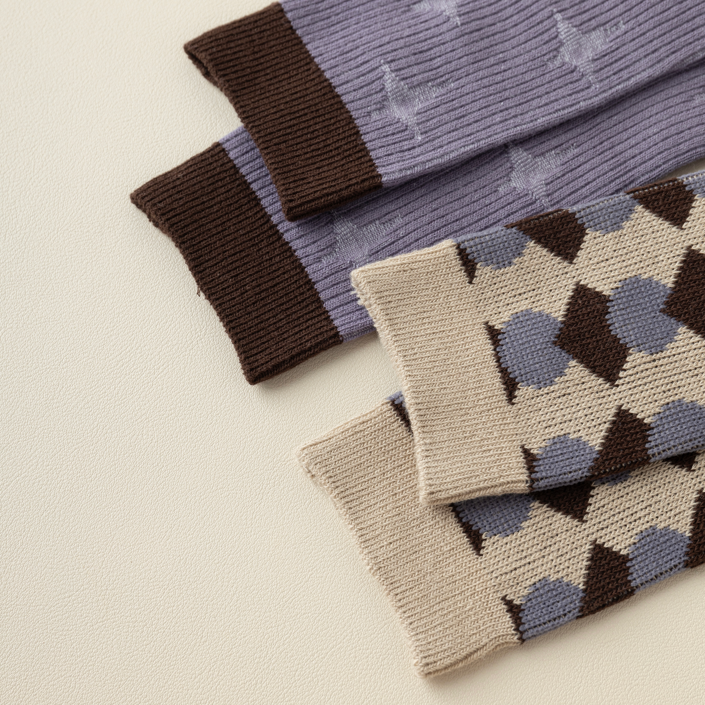 2-Pack Retro Striped Cotton Socks – Purple & Stylish