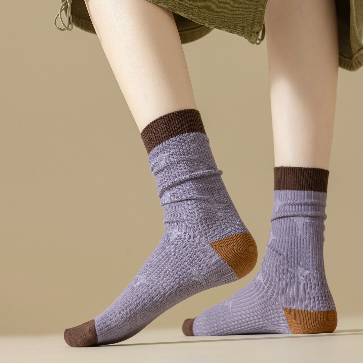 2-Pack Retro Striped Cotton Socks – Purple & Stylish