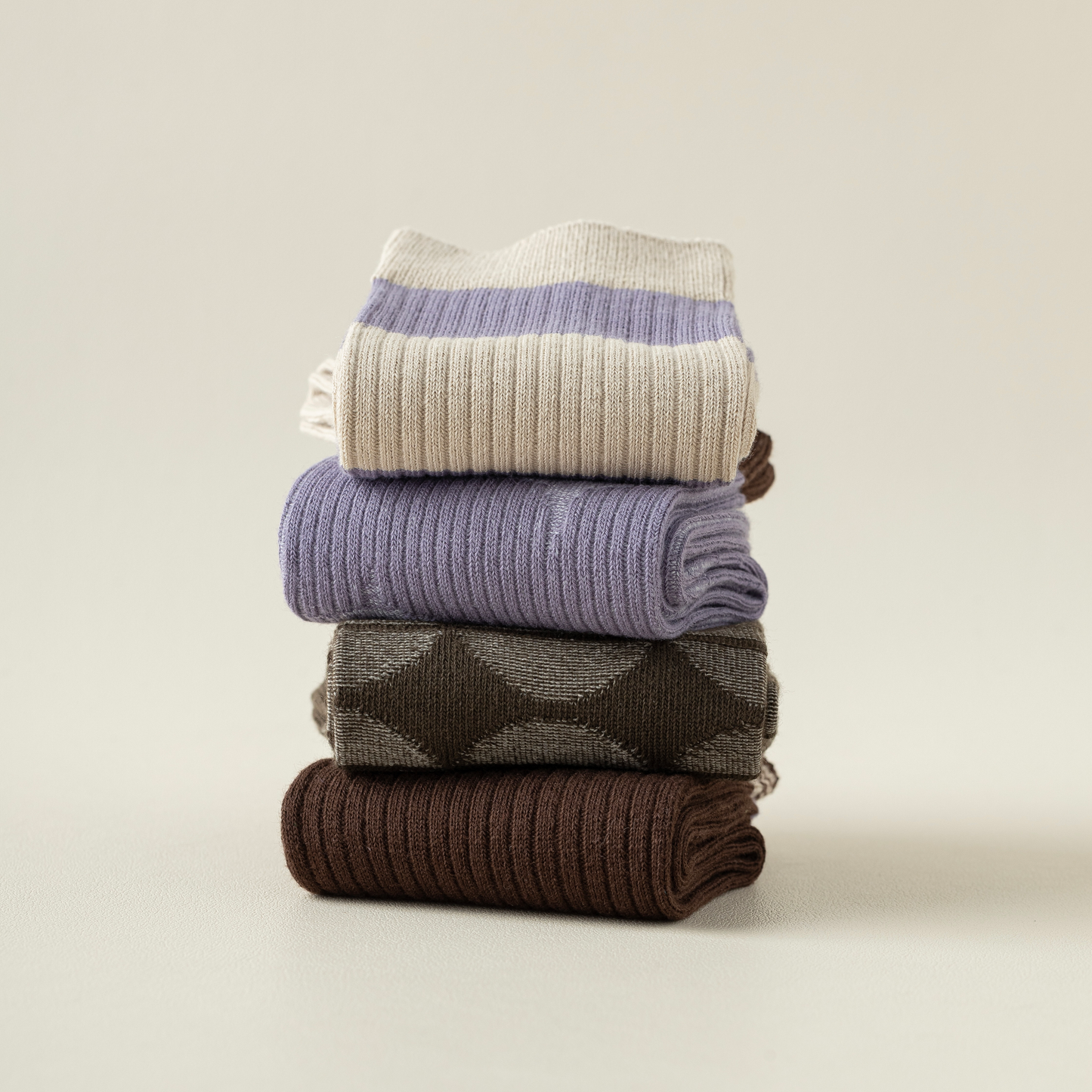 2-Pack Retro Striped Cotton Socks – Purple & Stylish