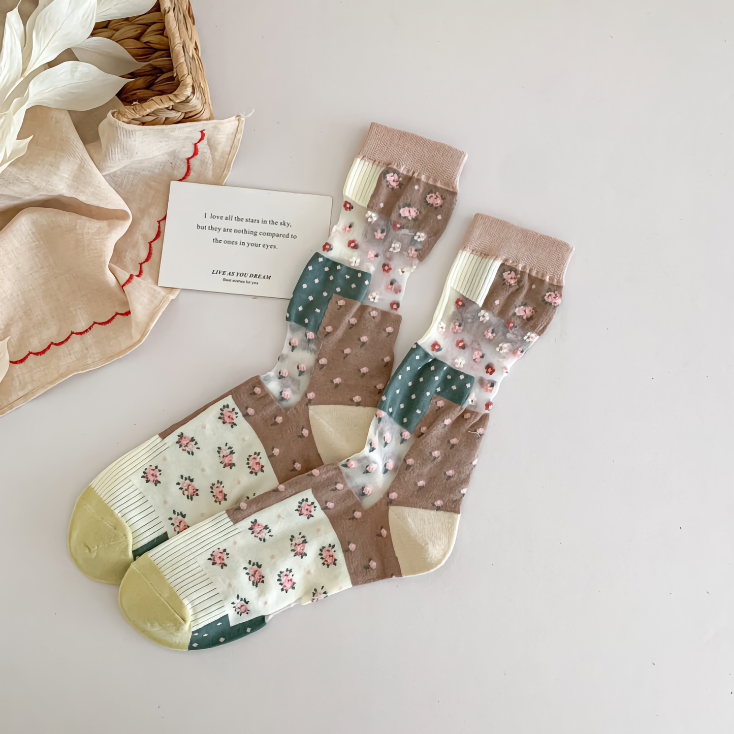 3-Pack Summer Sheer Floral Socks for Women - Ultra-Thin & Comfy