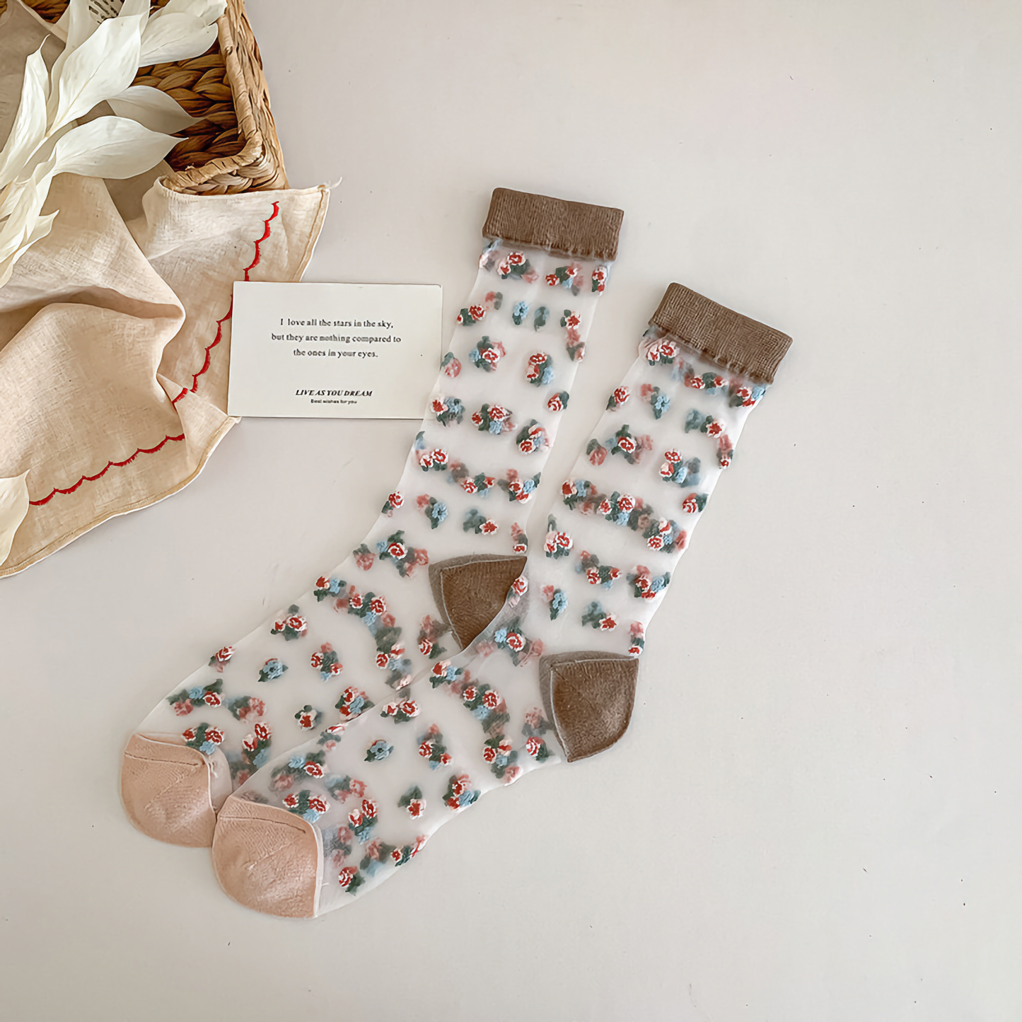 3-Pack Summer Sheer Floral Socks for Women - Ultra-Thin & Comfy