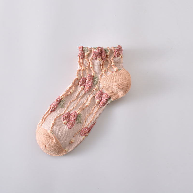 5-Pack Vintage Floral Ankle Socks: Premium Low Cut Cotton Comfort