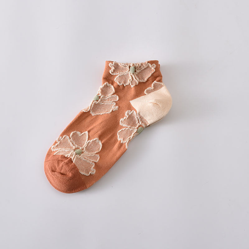5-Pack Vintage Floral Ankle Socks: Premium Low Cut Cotton Comfort