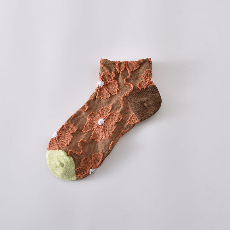 5-Pack Vintage Floral Ankle Socks: Premium Low Cut Cotton Comfort