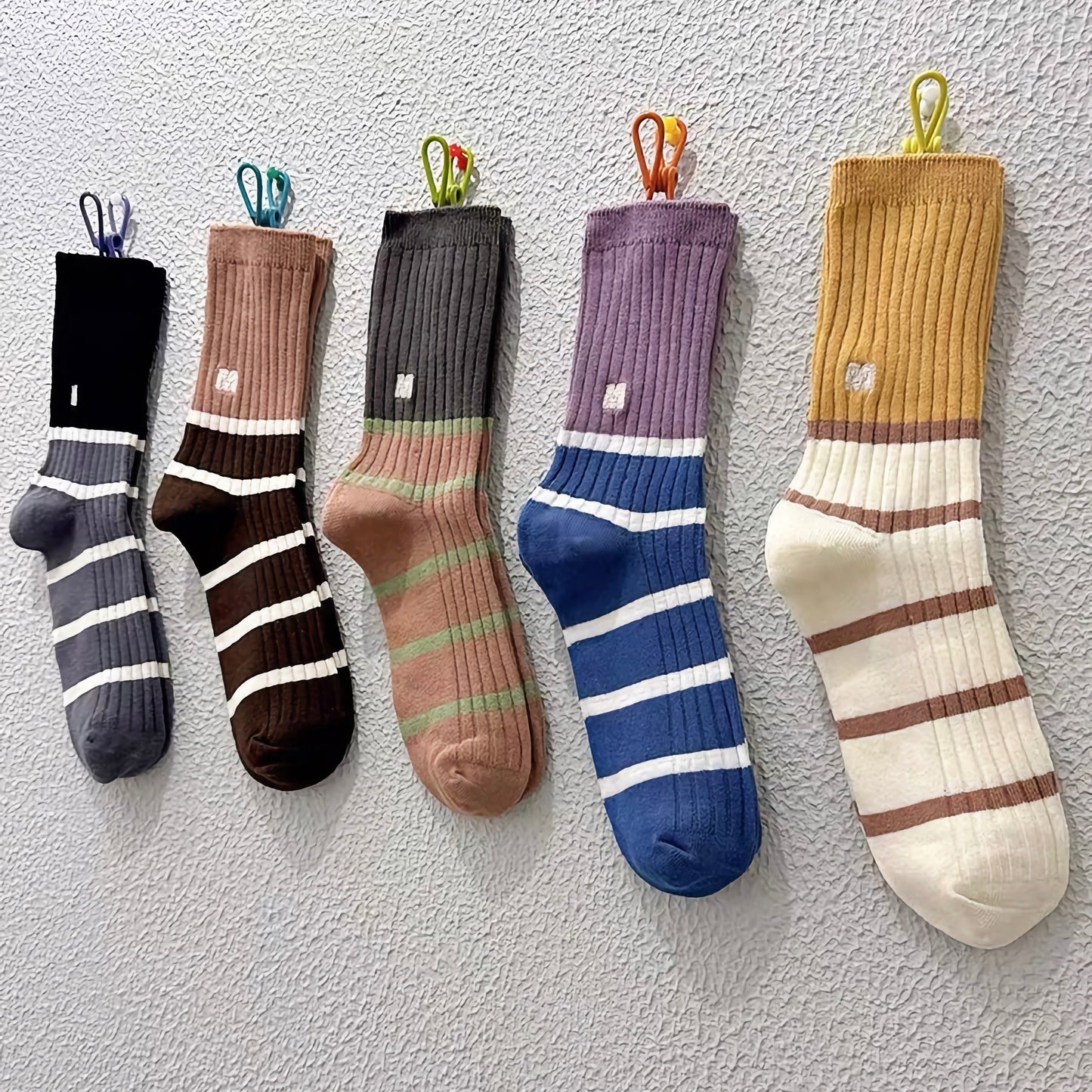 2-Pack Vintage Versatile Striped Cotton Socks - Timeless For Women