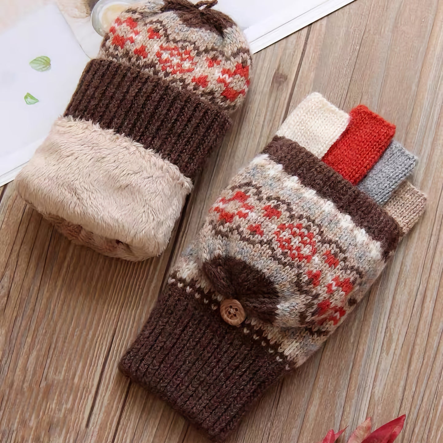 Women's Woolen Gloves - Flip-Cover Thickened Winter Gloves