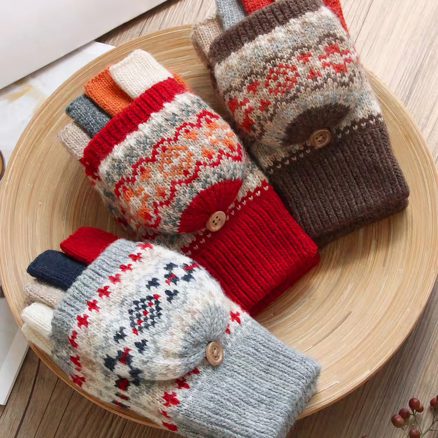 Women's Woolen Gloves - Flip-Cover Thickened Winter Gloves