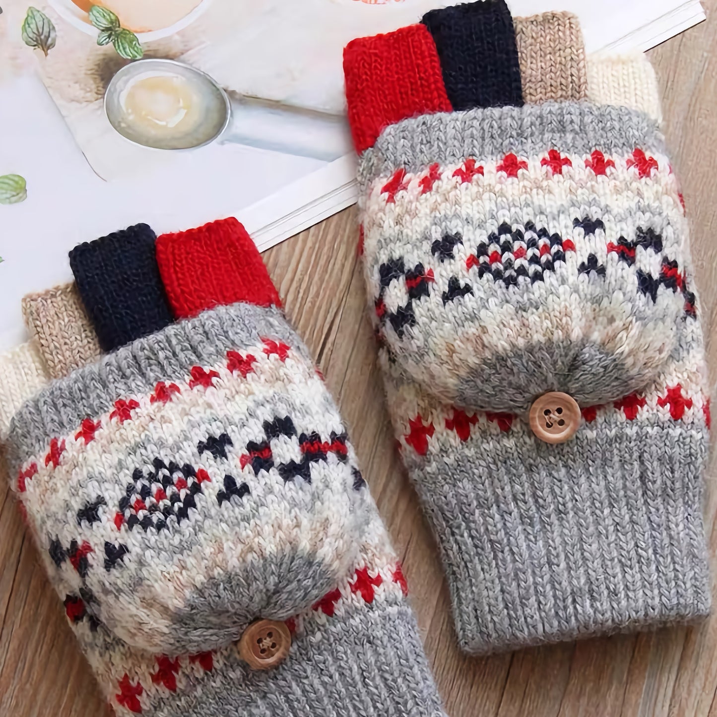 Women's Woolen Gloves - Flip-Cover Thickened Winter Gloves