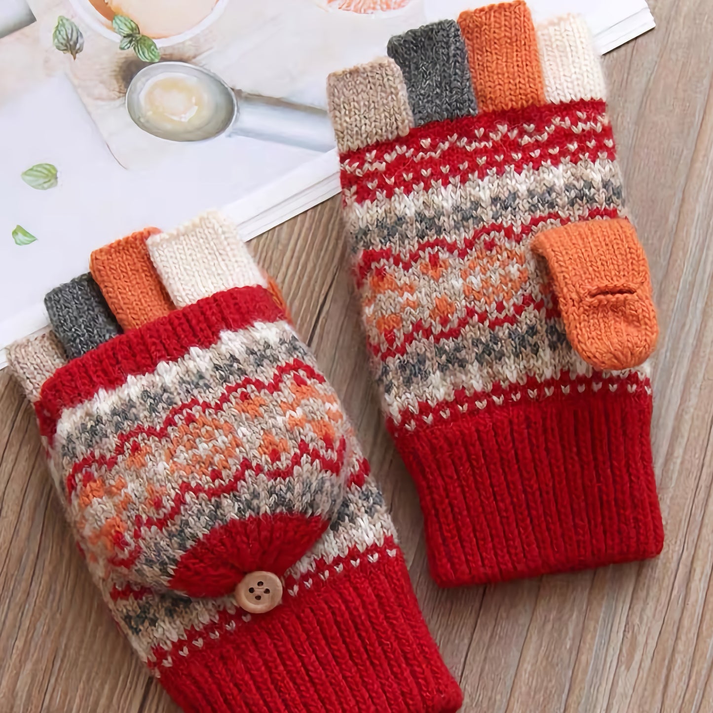 Women's Woolen Gloves - Flip-Cover Thickened Winter Gloves
