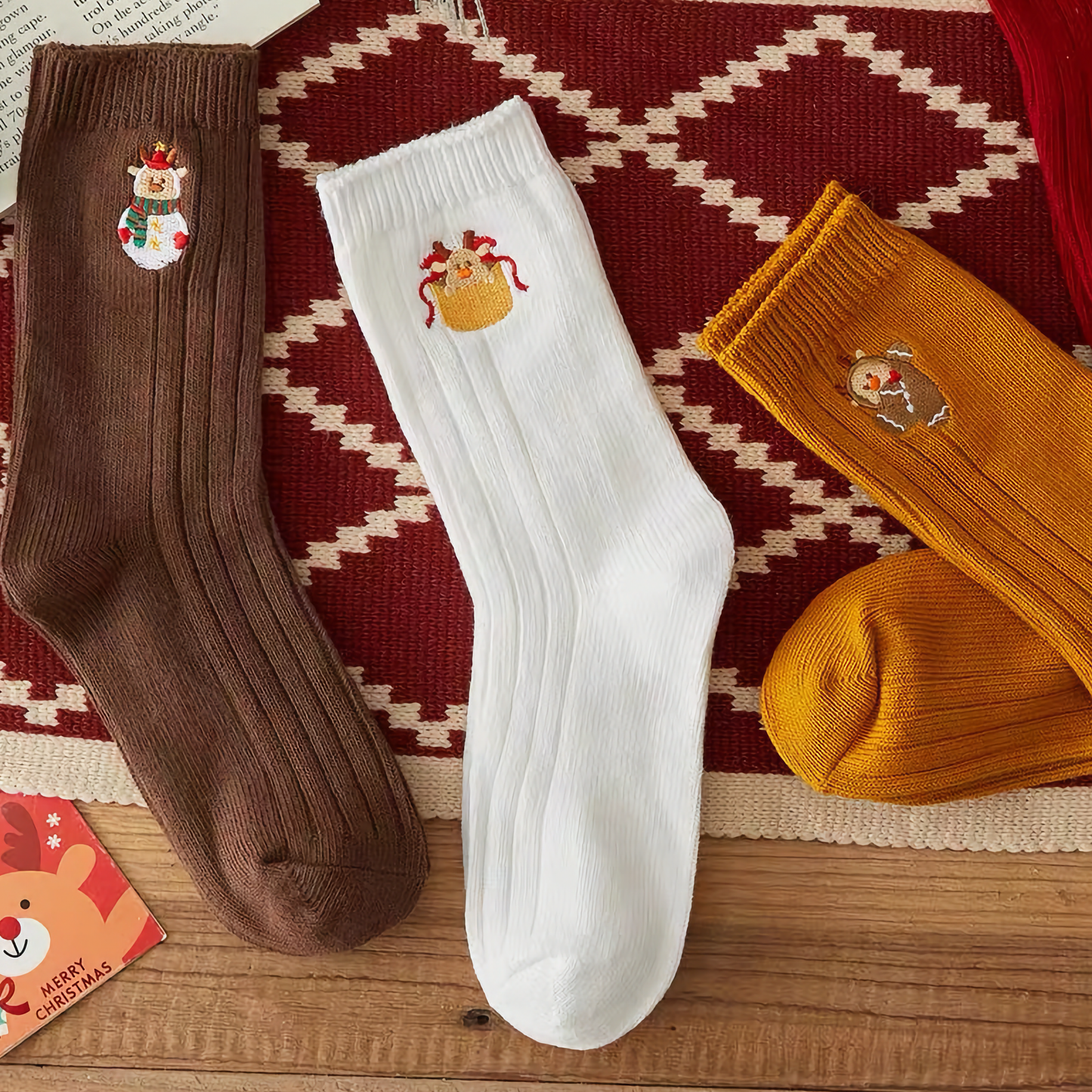 2- Pack Women's Christmas Cotton Socks - Winter Festive Socks