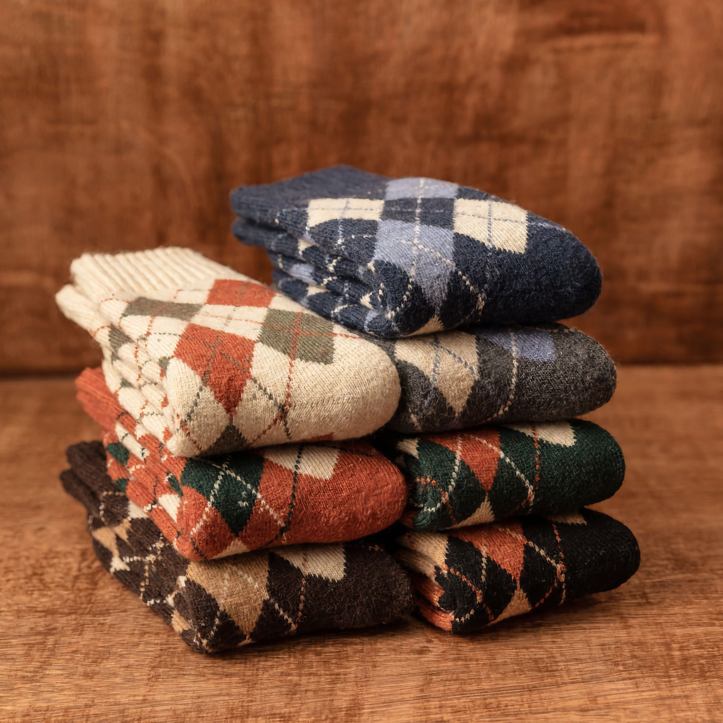 2-Pack Vintage Wool Socks: Knitted Cozy Crew Elegance for Women
