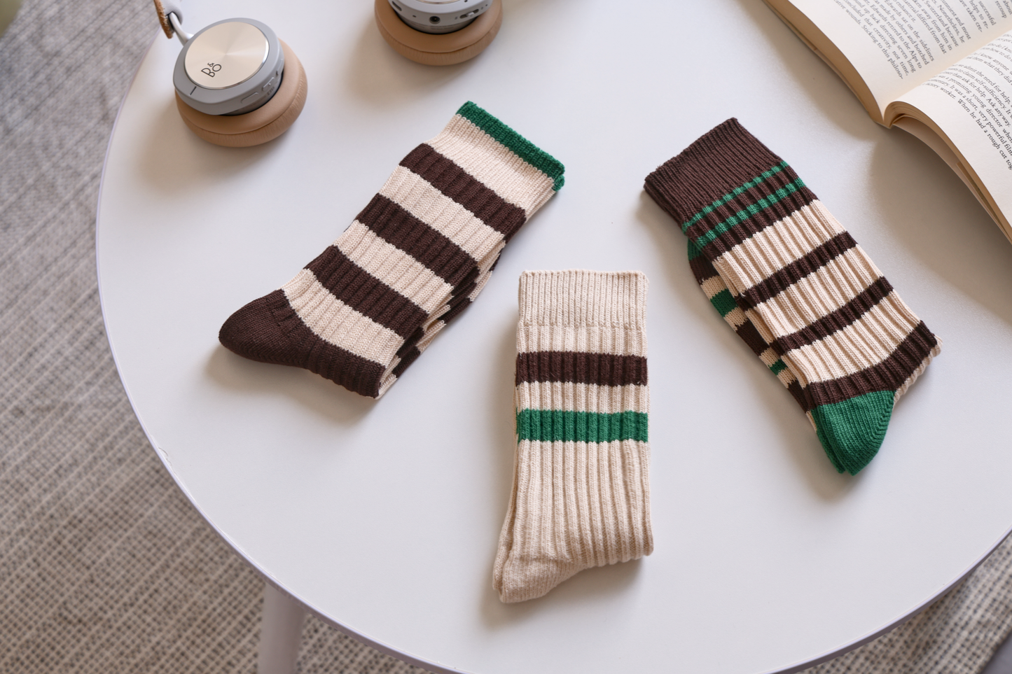 2-Pack Retro Striped Cotton Socks – Vintage Crew Style
