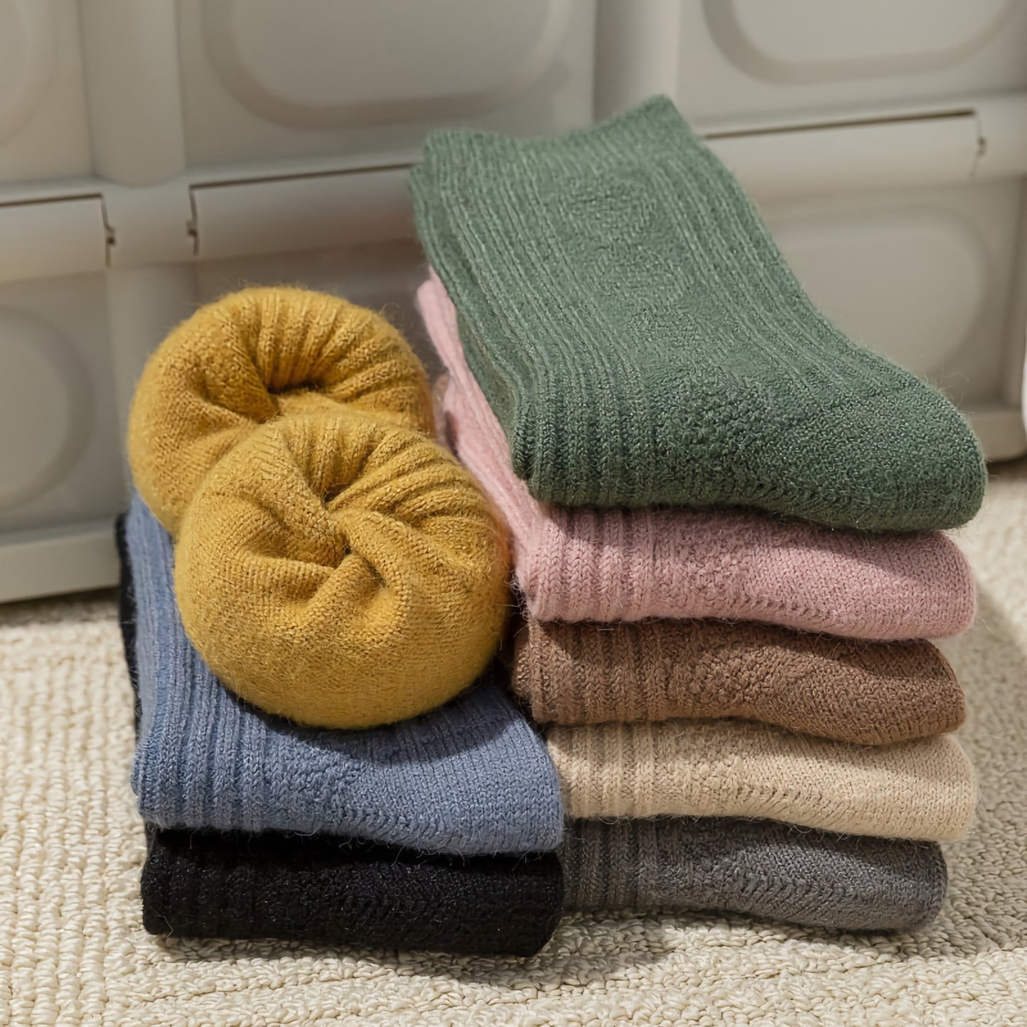 2-Pack Autumn/Winter Women's Wool & Cashmere Striped Diamond Socks