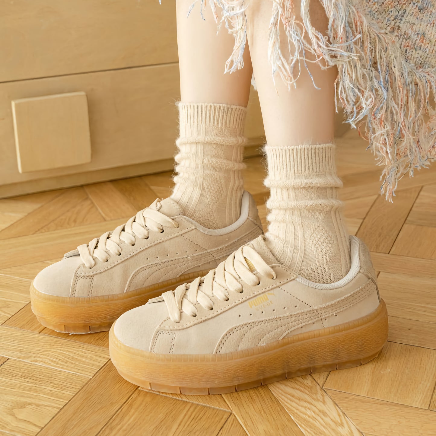 2-Pack Autumn/Winter Women's Wool & Cashmere Striped Diamond Socks