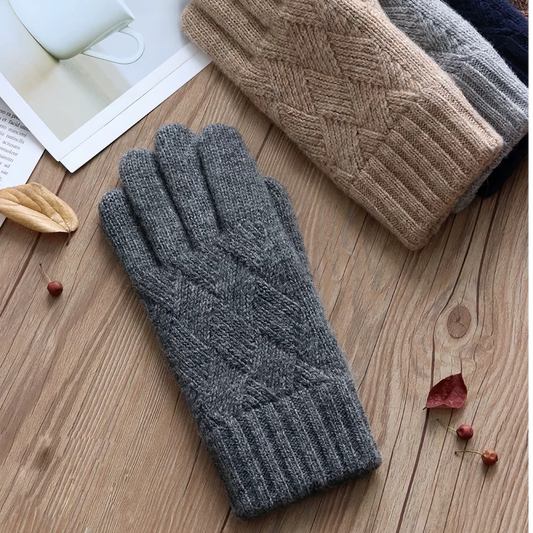 Double-Layered Wool Gloves for Men - Touchscreen Friendly