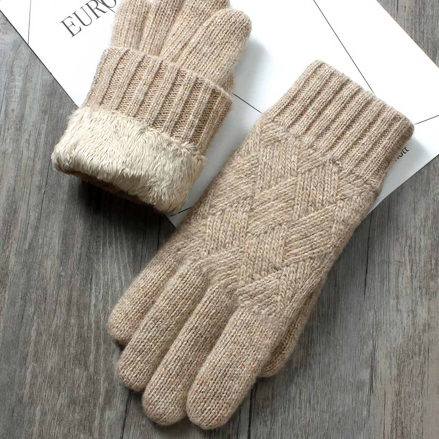 Double-Layered Wool Gloves for Men - Touchscreen Friendly