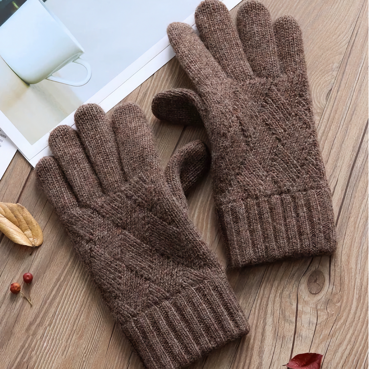 Double-Layered Wool Gloves for Men - Touchscreen Friendly
