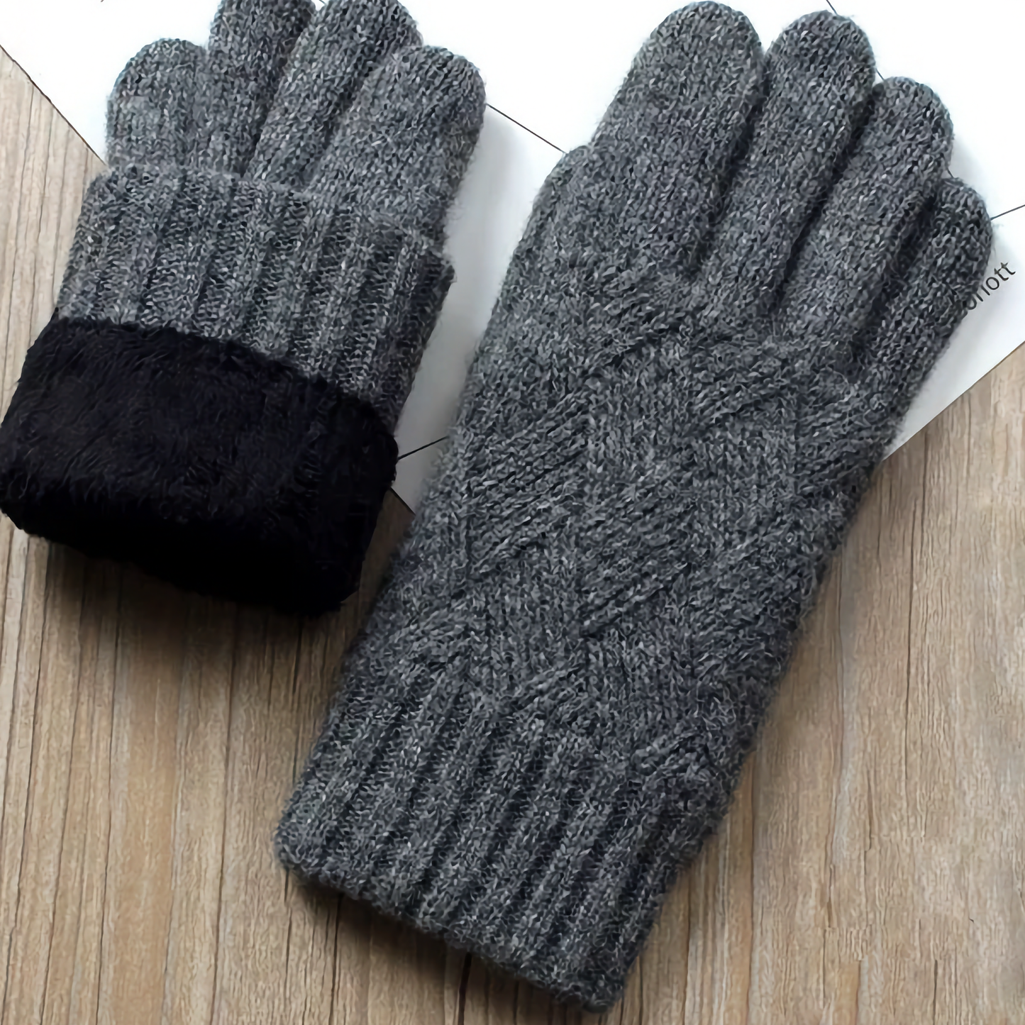 Double-Layered Wool Gloves for Men - Touchscreen Friendly