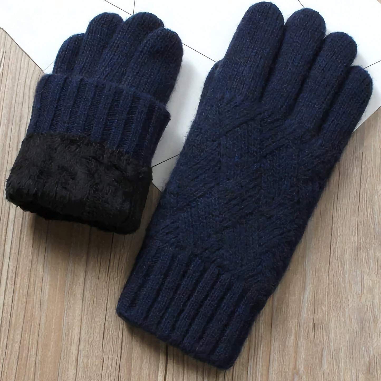 Double-Layered Wool Gloves for Men - Touchscreen Friendly