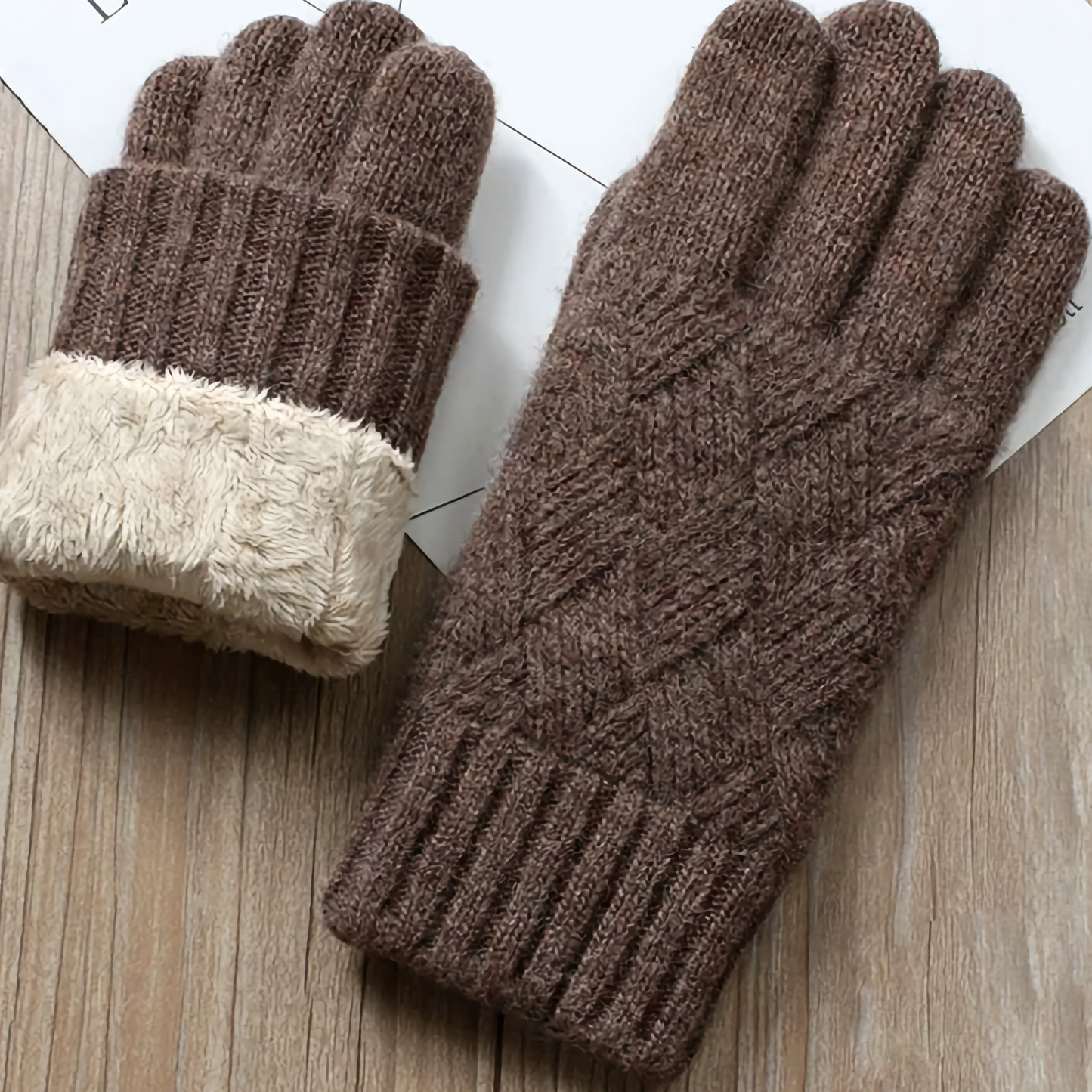 Double-Layered Wool Gloves for Men - Touchscreen Friendly
