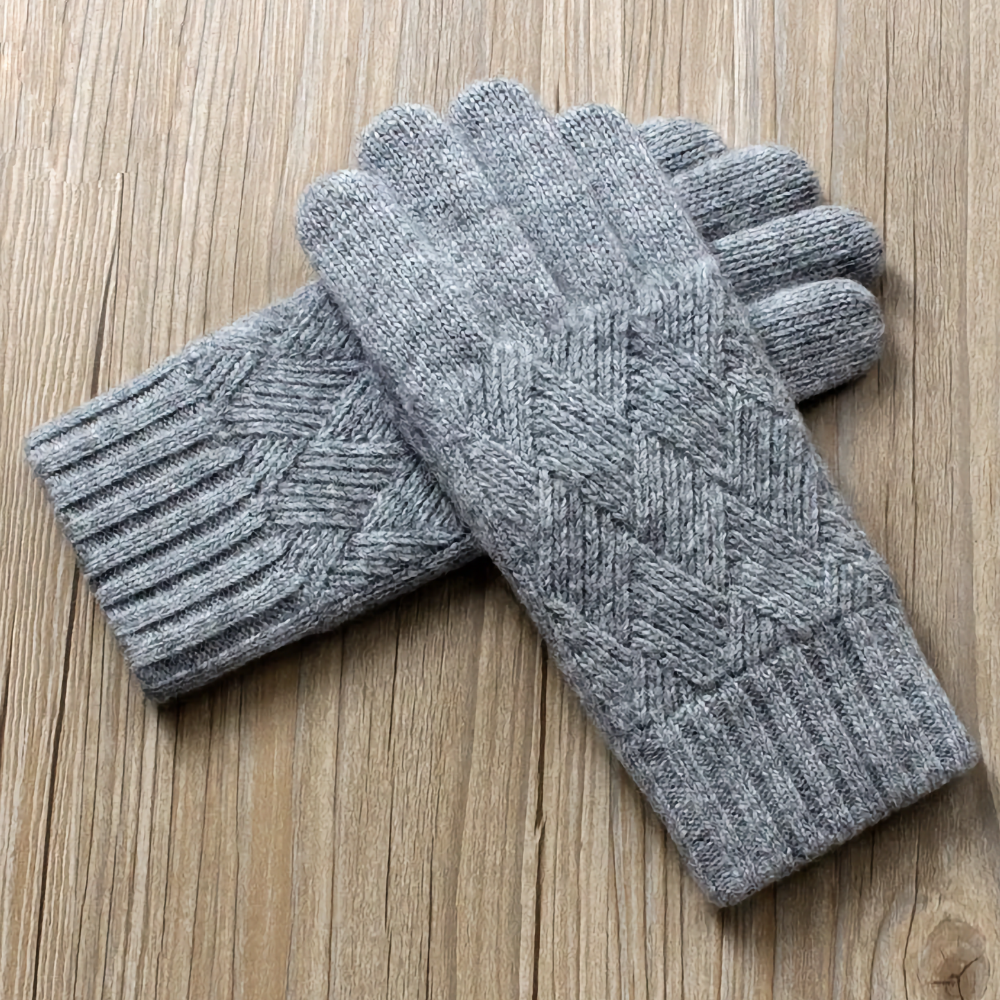 Double-Layered Wool Gloves for Men - Touchscreen Friendly