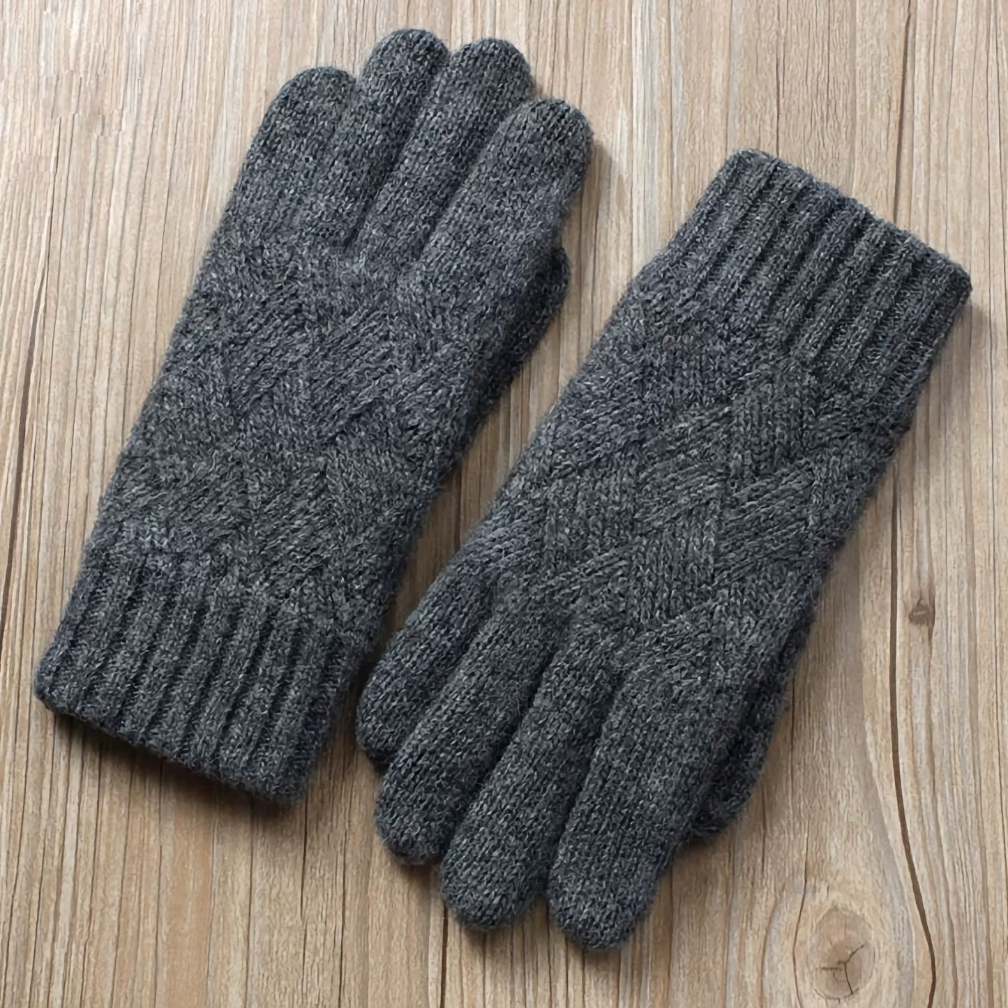 Double-Layered Wool Gloves for Men - Touchscreen Friendly