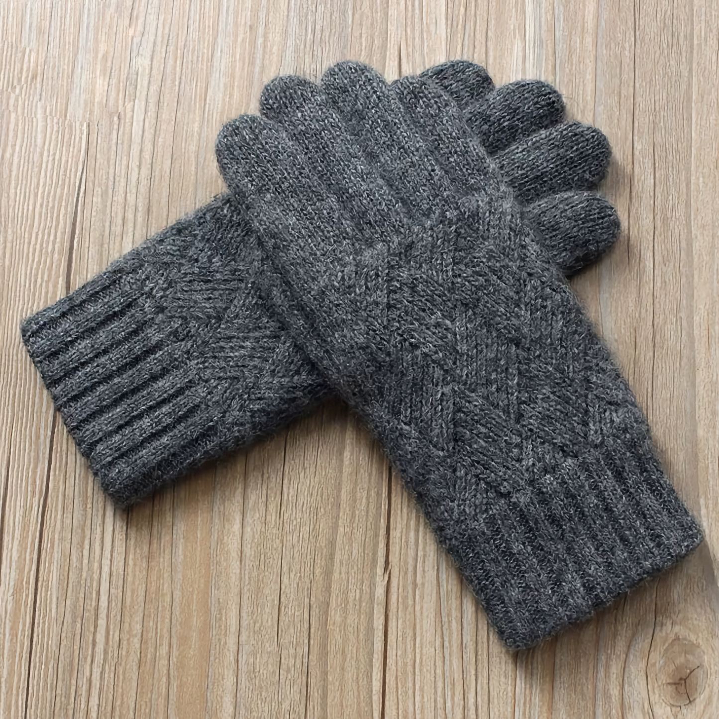 Double-Layered Wool Gloves for Men - Touchscreen Friendly